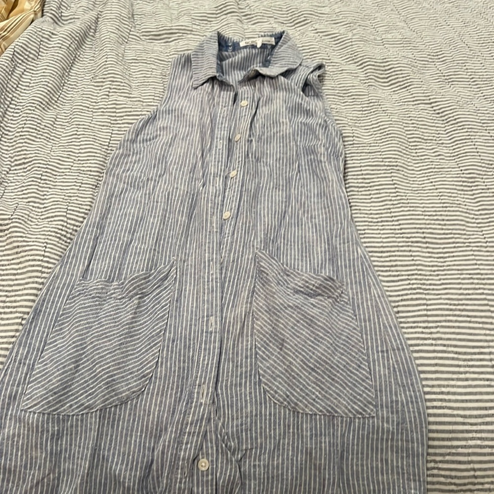 BCBGeneration Dress blue and white seersucker